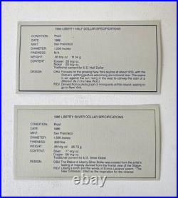 Silver United States Mint 1986 Liberty Coins Set OGP & COA Dollar Silver