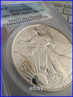 Spotting 2006 P Reverse Proof Silver Eagle Pcgs Pr70 From 20th Anniversary Set
