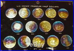 Stunning Set of PROOF Rainbow Toned Franklin Half Dollars 1950 thru 1963