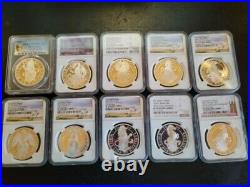 The Queen's Beasts Silver 1 Oz. Pf 70 Perfect Complete Set Of Ten Graded Coins