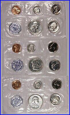 Three (3) 1957 Proof Sets, Superb Gem Proof, 15 Coins, Mint Packaging, Pristine