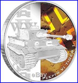 Tuvalu 2010 $1 Tanks of World War 2 WWII 5 x 1 Oz Silver Proof Coin Set