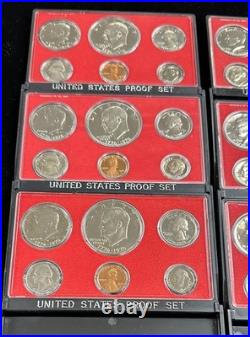 U. S. Mint PROOF Sets 1973-1976, 1984, 1985 Group of 15 with Boxes