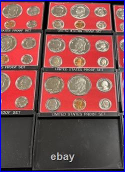 U. S. Mint PROOF Sets 1973-1976, 1984, 1985 Group of 15 with Boxes