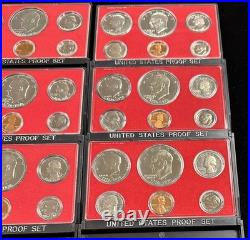 U. S. Mint PROOF Sets 1973-1976, 1984, 1985 Group of 15 with Boxes