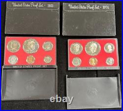 U. S. Mint PROOF Sets 1973-1976, 1984, 1985 Group of 15 with Boxes