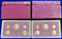 U. S. Mint PROOF Sets 1973-1976, 1984, 1985 Group of 15 with Boxes