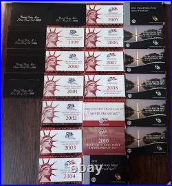 U. S. Mint Silver Proof Coin Sets 1998 Through 2017 &'92,'93,'95,'96 OGP COA U. S. Mint Silver Proof Coin Sets 1998 Through 2017 &'92,'93,'95,'96 OGP COA