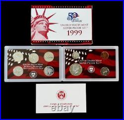US MINT 1999 2008 Silver Proof Sets with State Quarters, Packaging COA's