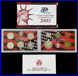 US MINT 1999 2008 Silver Proof Sets with State Quarters, Packaging COA's