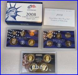 US Mint 10 Annual Proof Sets 1999-2008 OGP Box & COA 109 Coins Estate Sale Lot