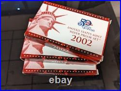 US Mint 2002 Silver Proof Set Lot Of 3 Sets #AG17