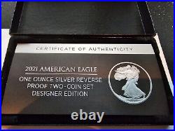 US Mint American Eagle 2021 One Ounce Silver Reverse Proof Two-Coin Set