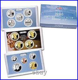 US Mint Clad Proof Set 14 Coins 2010 S Uncirculated OGP with COA Lot Of 3