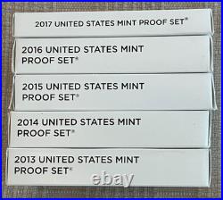 US Mint Clad Proof Sets Mixed Years Lot 2013, 2014, 2015, 2016, 2017 OGP withCOAs