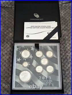 US Mint Limited Edition Silver Proof Set, 10 years, OG PKG AND COA