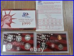 US Mint SILVER Proof Sets Lot of 16 Sets 1999, 2002 thr 2016, CoA's & boxes