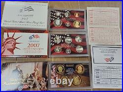 US Mint SILVER Proof Sets Lot of 16 Sets 1999, 2002 thr 2016, CoA's & boxes