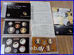 US Mint SILVER Proof Sets Lot of 16 Sets 1999, 2002 thr 2016, CoA's & boxes