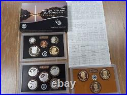 US Mint SILVER Proof Sets Lot of 16 Sets 1999, 2002 thr 2016, CoA's & boxes