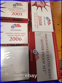 US Mint Silver Proof Set 1999 Thru 2009 with COAs incl. All 56 State Quarters