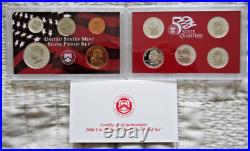 US Mint Silver Proof Sets 2000 2003 2004 COA Lot Of 3