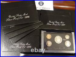 US Mint Silver Proof set of 4 years 1995, 96, 97 &1998