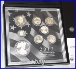 United States Mint 2013 Limited Edition Silver Proof Coin Set with Box COA