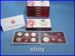United States Mint Silver Proof Set with Box & COA 50 State Quarters 5 Sets