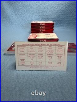 United States Mint Silver Proof Set with Box & COA 50 State Quarters 5 Sets