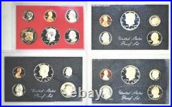 United States Proof Sets Lot Of 35 1982-1985, 1987, 1990, 1992 OGP 5 sets per yr