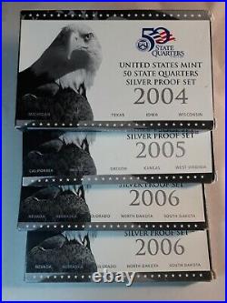 United States Silver PROOF SET LOT BU QUARTERS 2004,2005, 2 x 2006