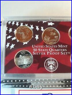 United States Silver PROOF SET LOT BU QUARTERS 2004,2005, 2 x 2006