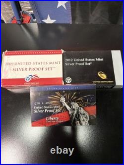 Us Mint 2009, 2012 & 2026 Silver Proof Mint Sets In Original Us Government