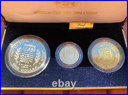 WORLD CUP USA 1994 Commemorative 3-COIN Set GOLD & SILVER Missing COA