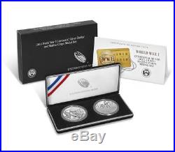 World War I Centennial 2018 Silver Dollar and Marine Corps Medal Set