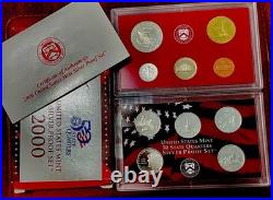 Year 2000 US Mint SILVER PROOF SET with Box and COA (Set of 10 Coins)